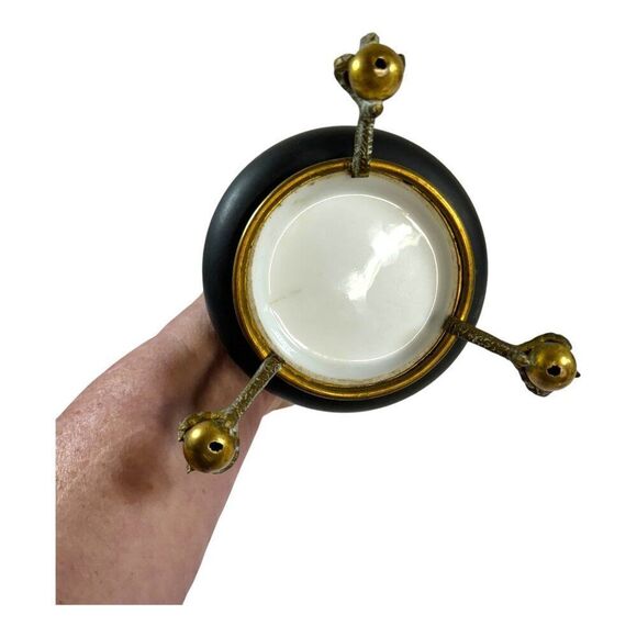 Rosenthal Black Victorian Vintage Floral Vase On Brass Pedestal Stand RARE READ - Picture 4 of 6